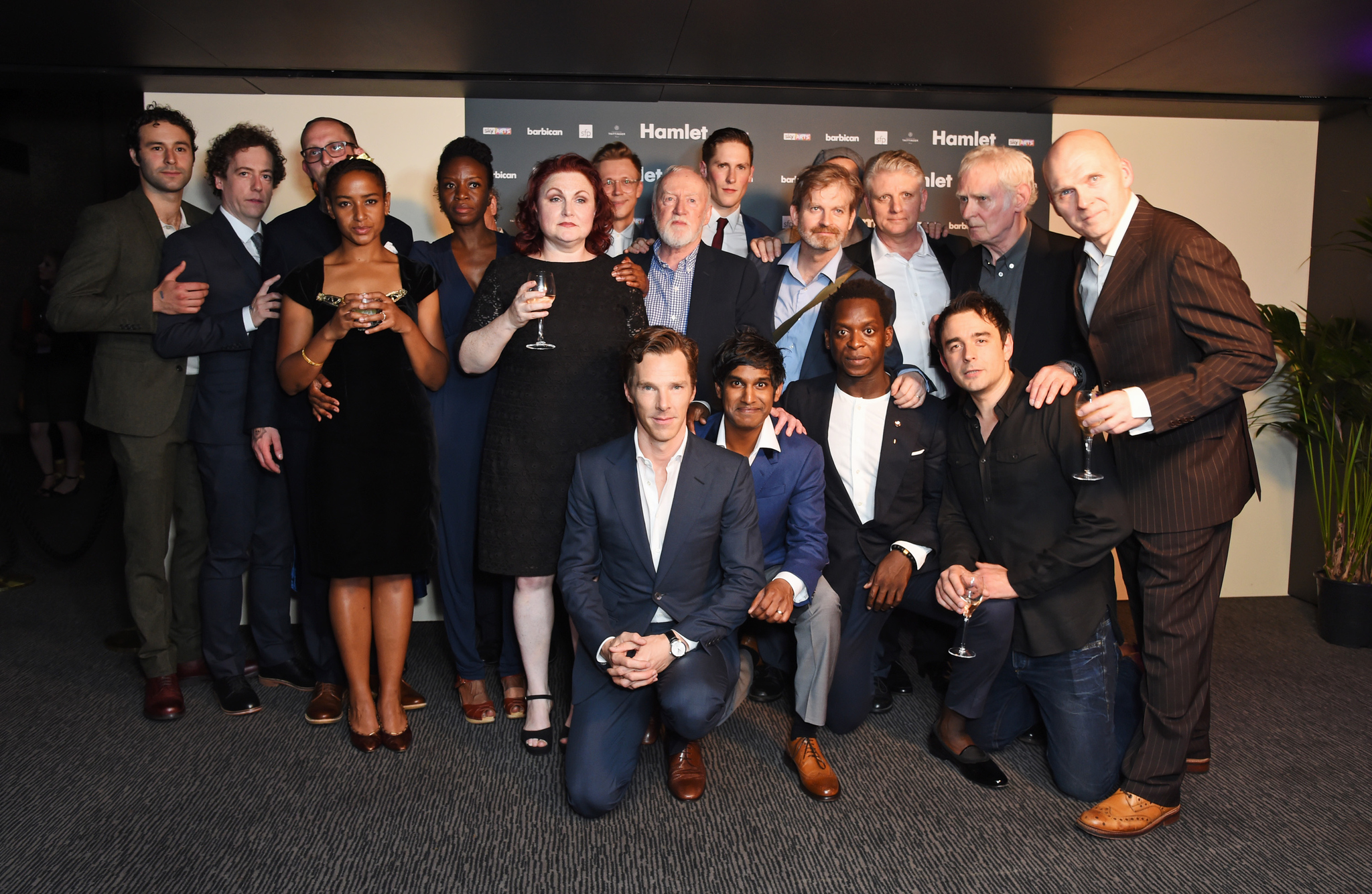 Nigel Carrington, Colin Haigh, Diveen Henry, Anastasia Hille, Karl Johnson, Morag Siller, Matthew Steer, Leo Bill, Benedict Cumberbatch, Barry Aird, Ruairi Conaghan, Rudi Dharmalingam, Kobna Holdbrook-Smith, Sergo Vares, Jan Shepherd, Amaka Okafor, Dwane Walcott, Paul Ham, Eddie Arnold, and Dan Parr at an event for Hamlet (2015)