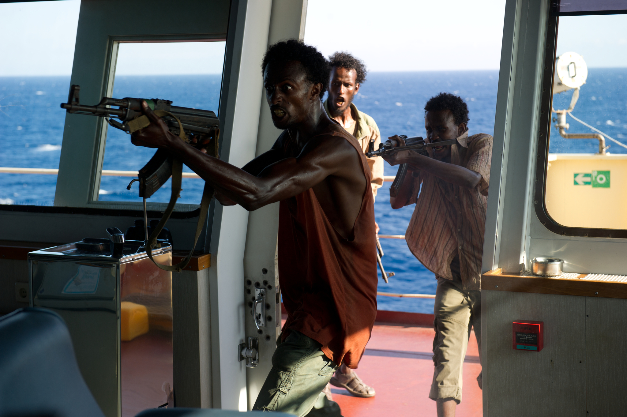 Faysal Ahmed, Barkhad Abdirahman, and Mahat M. Ali in Captain Phillips (2013)