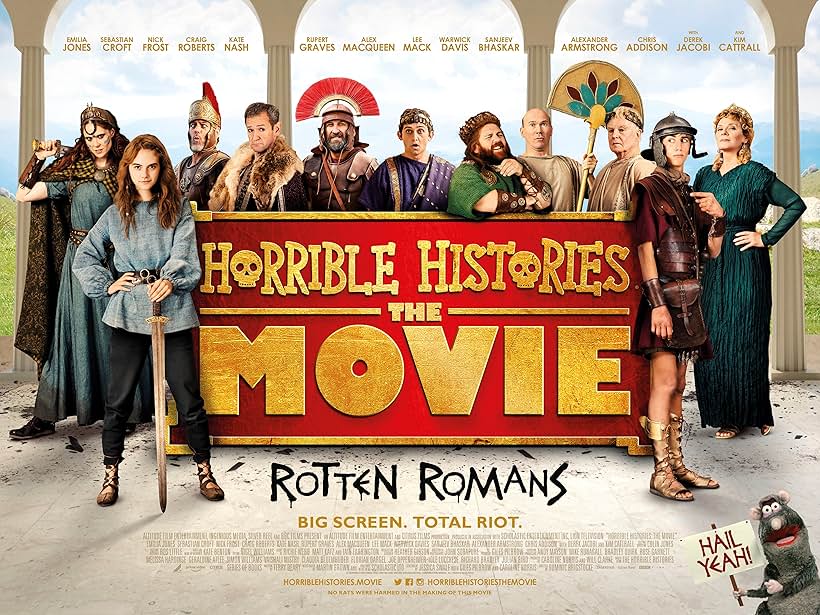 Kim Cattrall, Rupert Graves, Derek Jacobi, Alexander Armstrong, Nick Frost, Lee Mack, Craig Roberts, Alex Macqueen, Kate Nash, Emilia Jones, and Sebastian Croft in Horrible Histories: The Movie - Rotten Romans (2019)