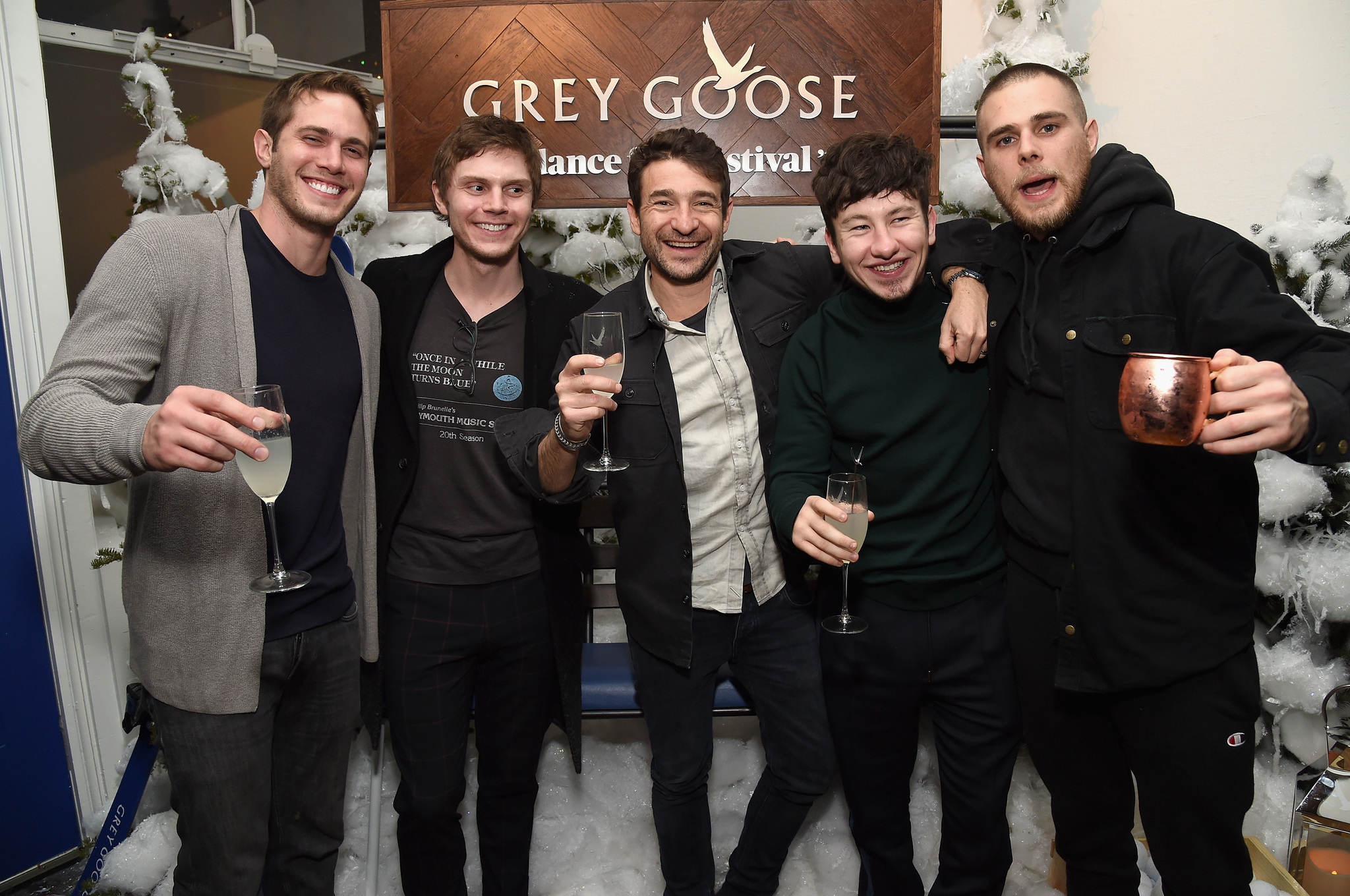 Evan Peters, Bart Layton, Jared Abrahamson, Blake Jenner, and Barry Keoghan at an event for American Animals (2018)