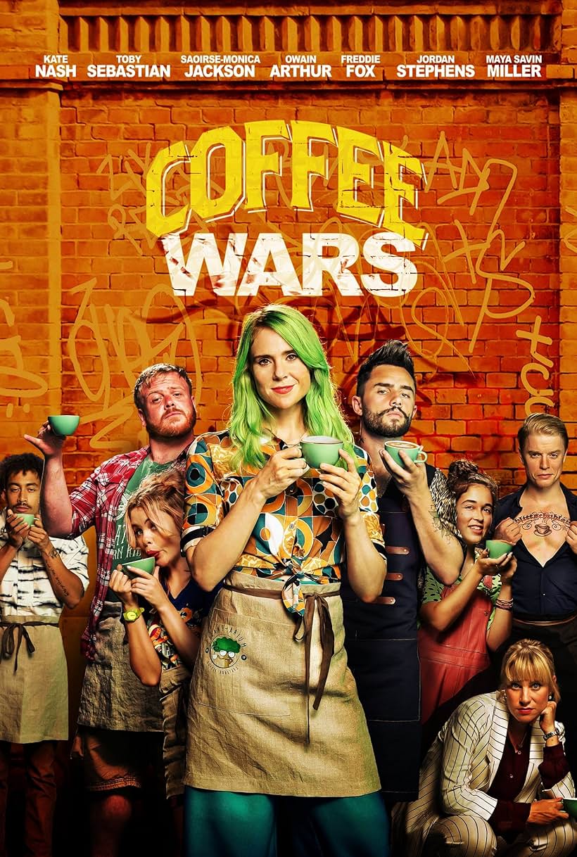 Kate Nash, Owain Arthur, Freddie Fox, Jordan Stephens, Toby Sebastian, and Saoirse-Monica Jackson in Coffee Wars (2023)