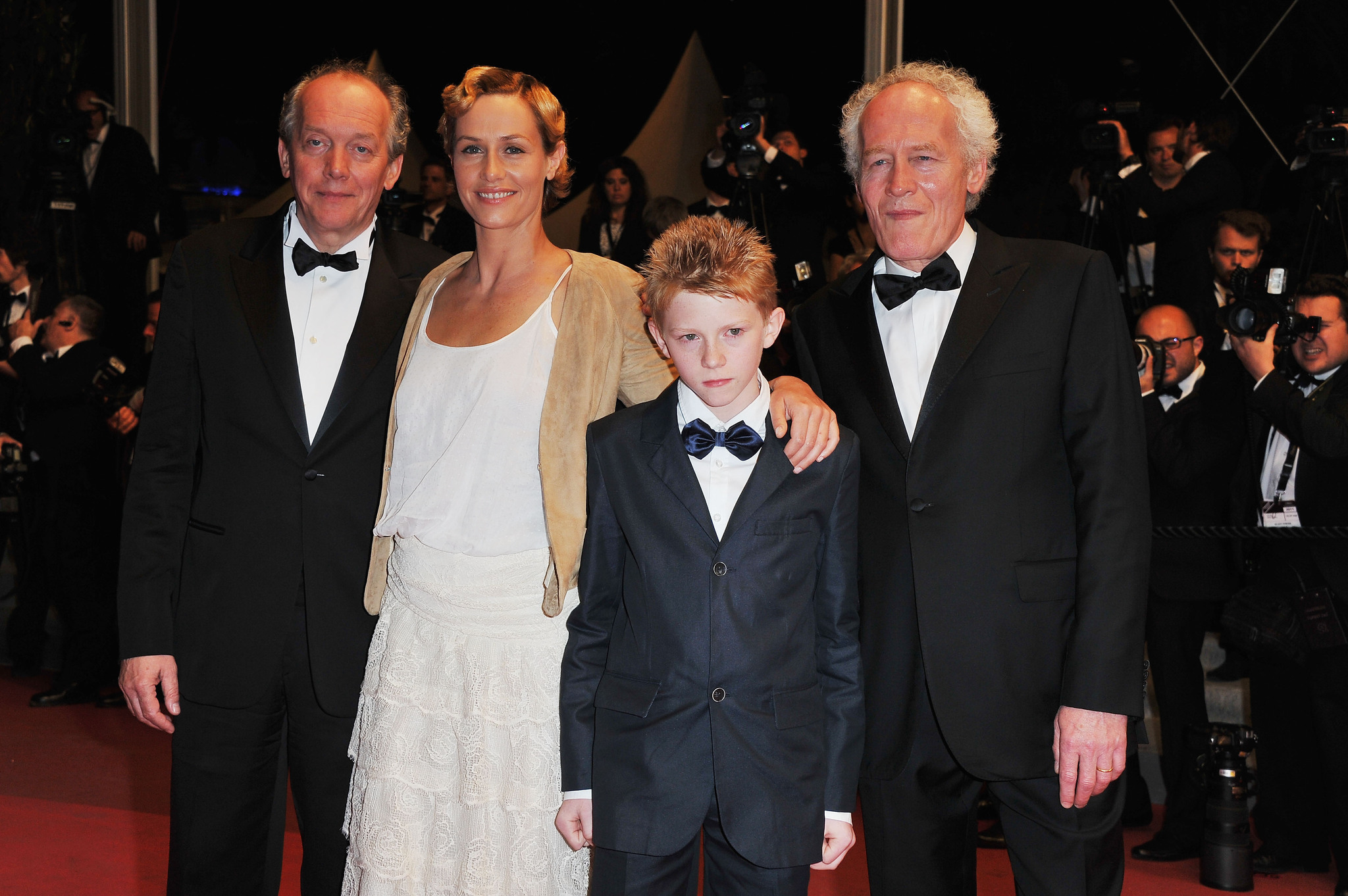 Jean-Pierre Dardenne, Luc Dardenne, Cécile de France, and Thomas Doret at an event for The Kid with a Bike (2011)