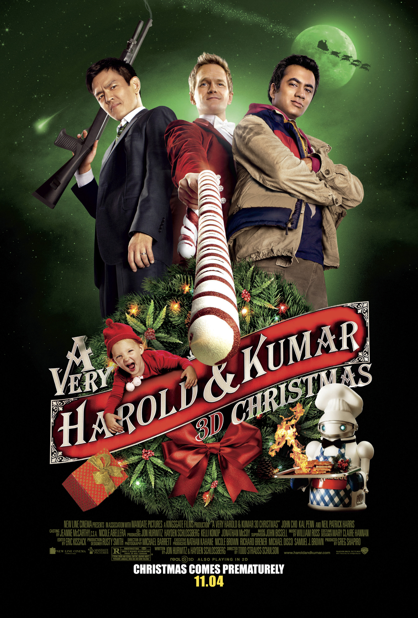 Neil Patrick Harris, John Cho, and Kal Penn in A Very Harold & Kumar Christmas (2011)