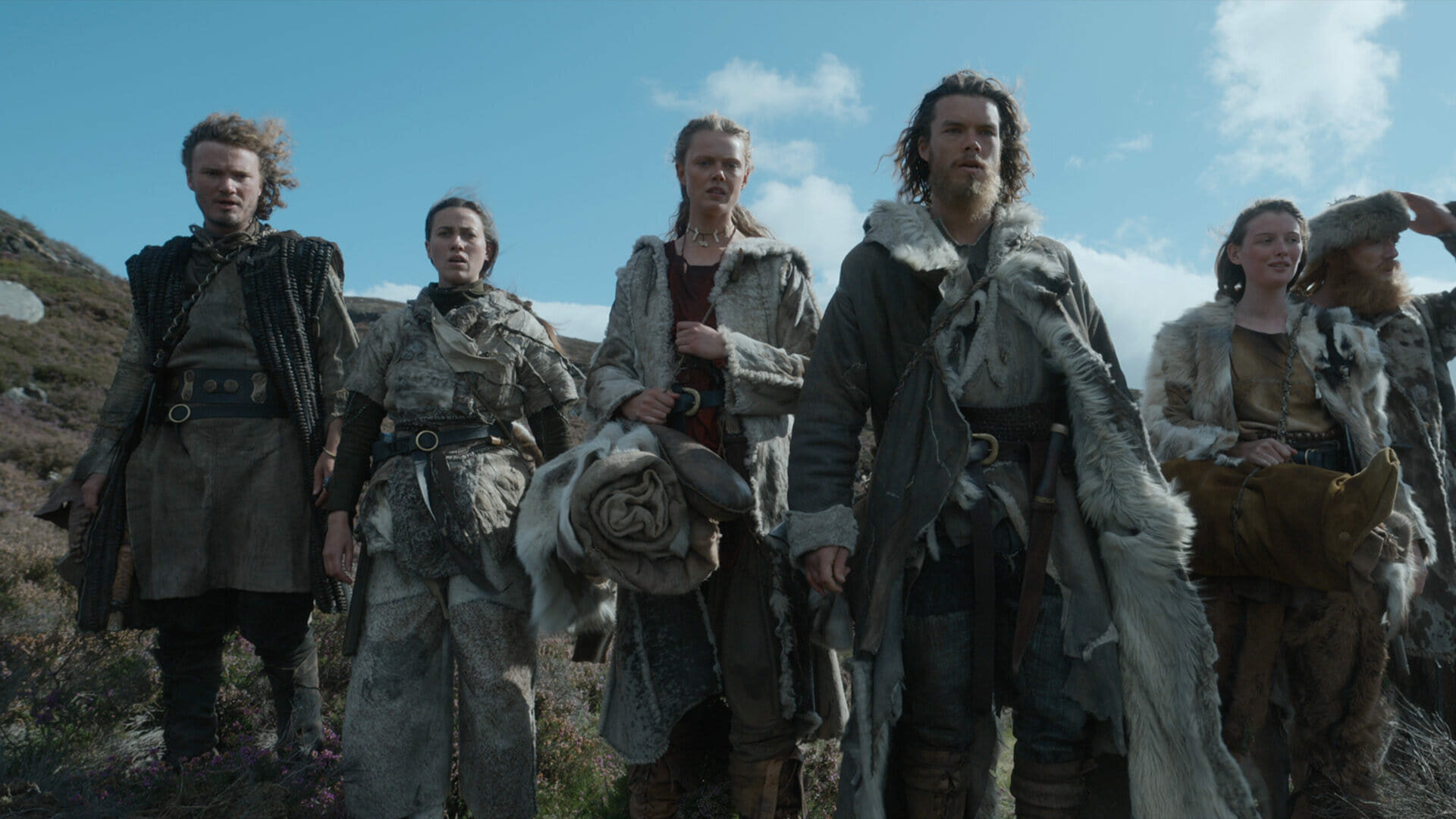 Jack Meade, Gavan O'Connor-Duffy, Frida Gustavsson, Álfrún Laufeyjardóttir, Sam Corlett, and Lujza Richter in Vikings: Valhalla (2022)