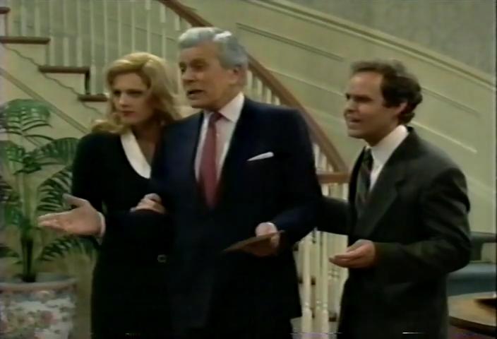 John Forsythe, Peter MacNicol, and Eve Gordon in The Powers That Be (1992)