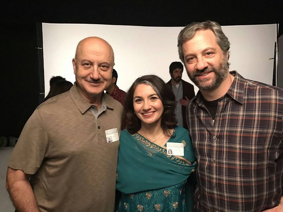 Judd Apatow, Anupam Kher, and Zenobia Shroff