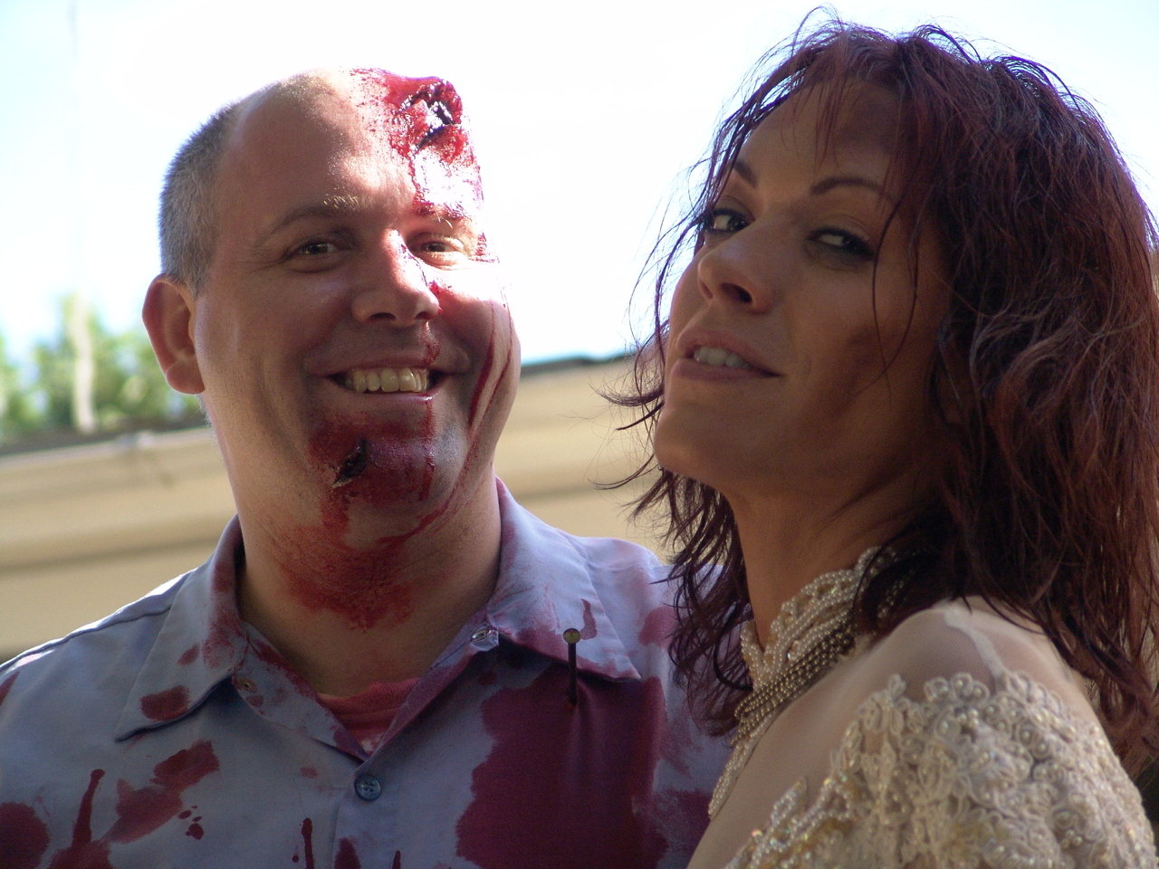 James DuMont and Michelle Tomlinson on set for The Cellar Door