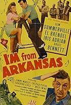 Iris Adrian, Bruce Bennett, Slim Summerville, Merle Travis, Jimmy Wakely, and The Milo Twins in I'm from Arkansas (1944)