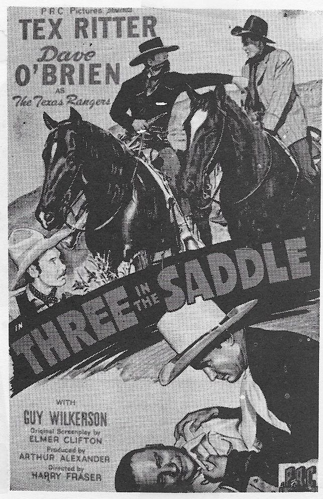 Edward Howard, Dave O'Brien, and Guy Wilkerson in Three in the Saddle (1945)