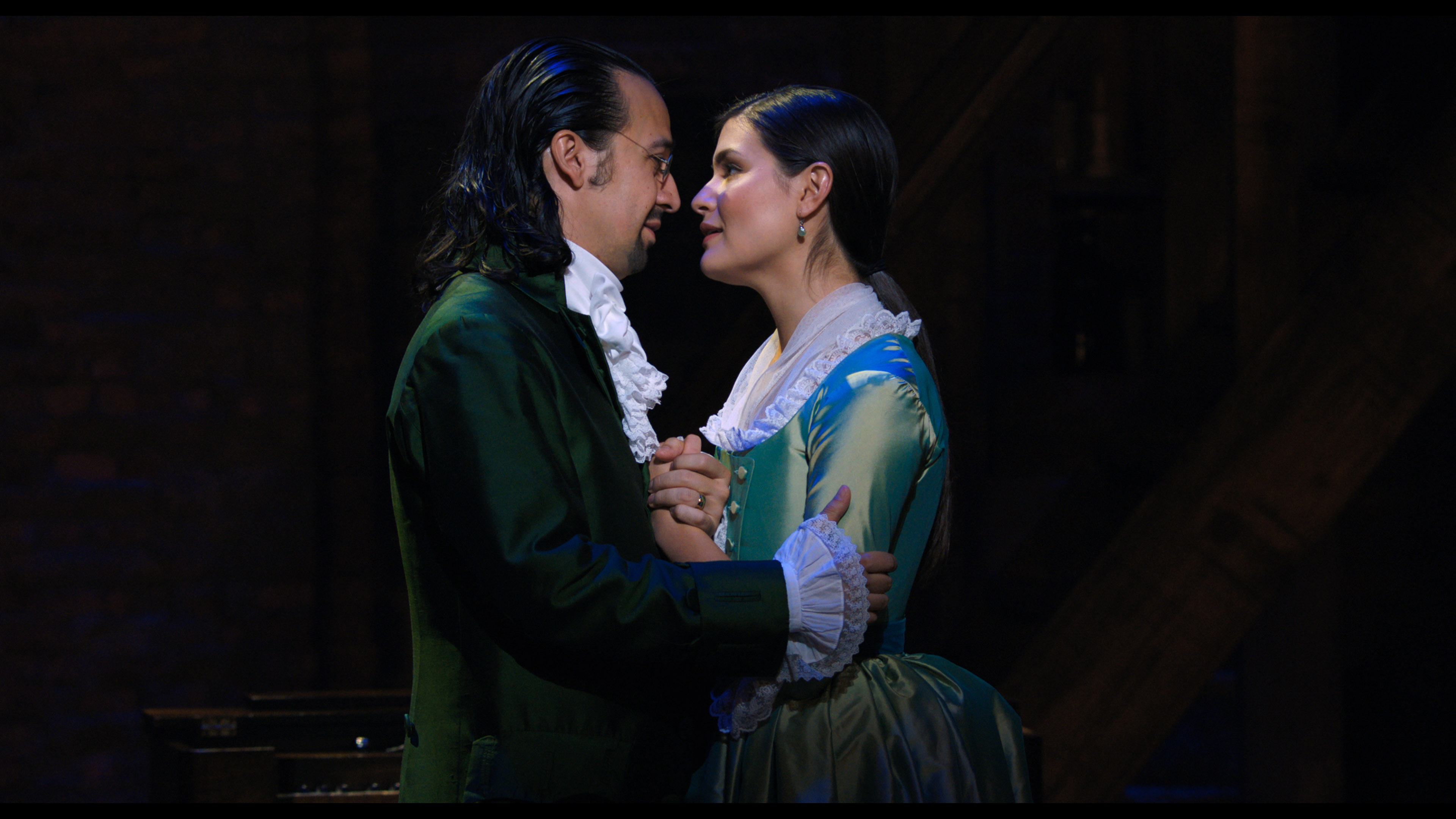 Lin-Manuel Miranda and Phillipa Soo in Hamilton (2020)