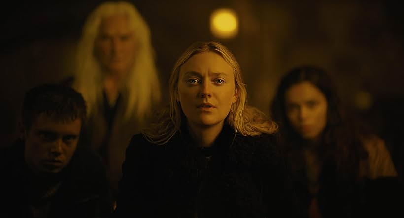 Dakota Fanning, Olwen Fouéré, Georgina Campbell, and Oliver Finnegan in The Watchers (2024)