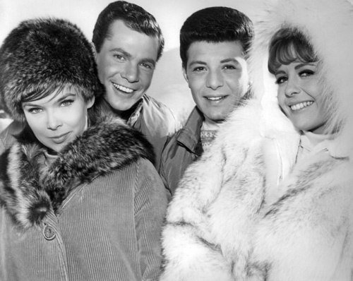 Yvonne Craig, Dwayne Hickman, Frankie Avalon and Deborah Walley in "Ski Party"1965 AIP** B.D.M. Yvonne_Craig_mptv