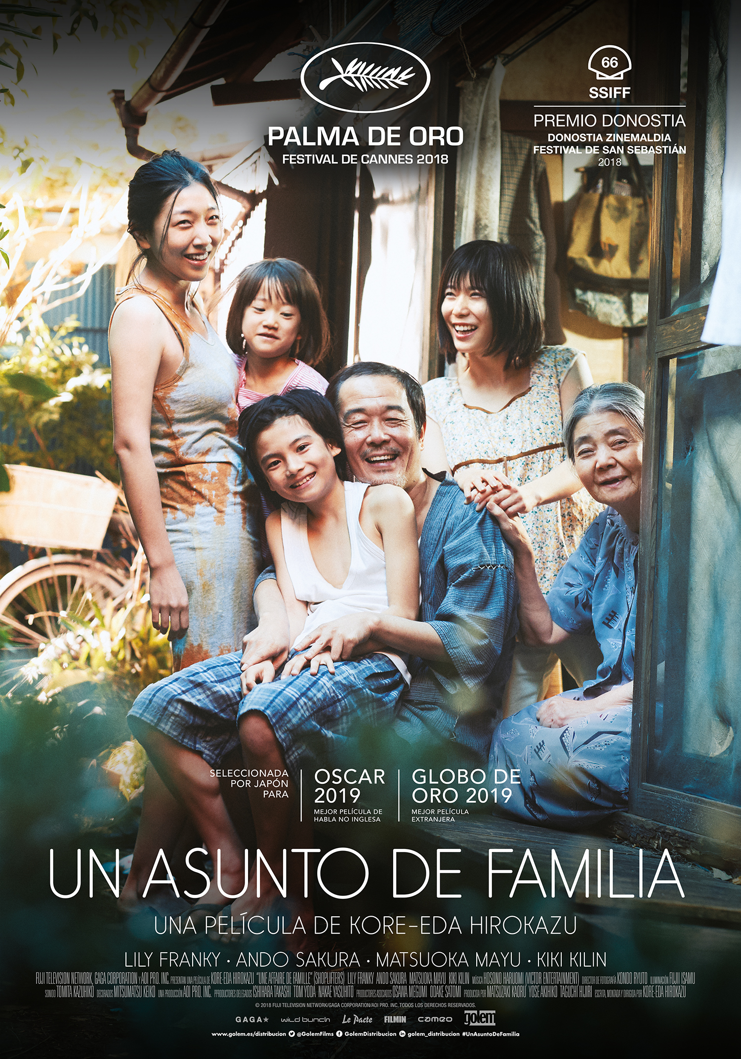 Kirin Kiki, Lily Franky, Sakura Andô, Mayu Matsuoka, Miyu Sasaki, Jyo Kairi, and Mehdi Taleghani in Shoplifters (2018)