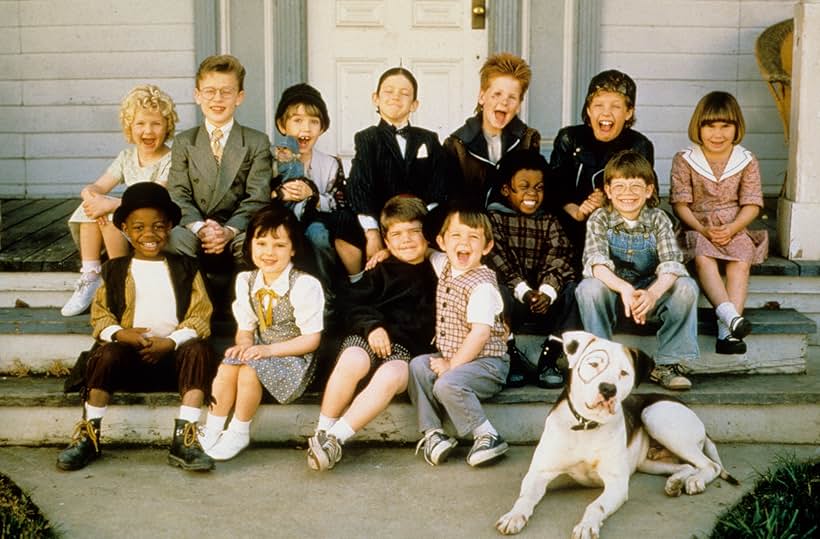 Ross Bagley, Juliette Brewer, Blake Collins, Blake Ewing, Bug Hall, Brittany Ashton Holmes, Heather Karasek, Zachary Mabry, Courtland Mead, Petey, Sam Saletta, Travis Tedford, Jordan Warkol, Kevin Jamal Woods, and Elmer in The Little Rascals (1994)