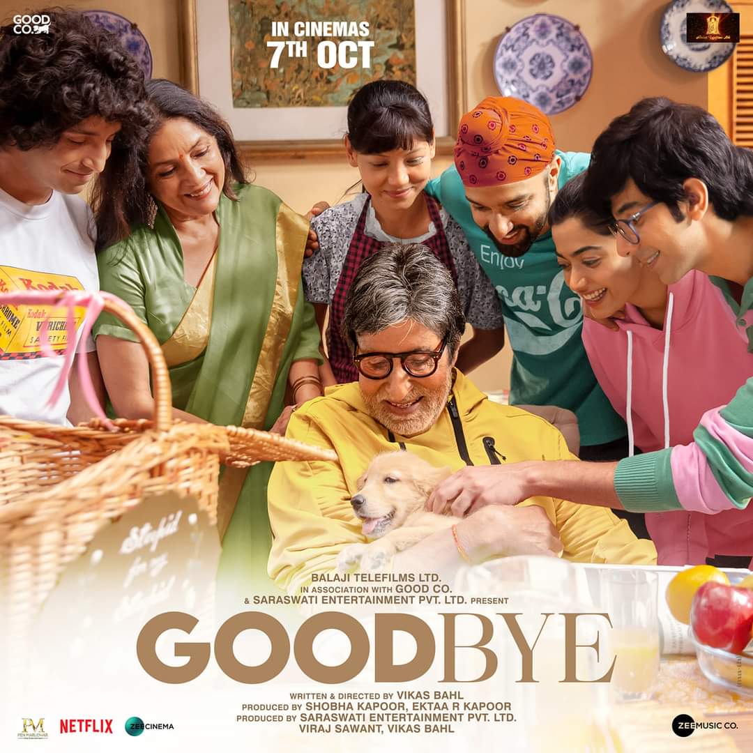 Amitabh Bachchan, Neena Gupta, Pavail Gulati, and Rashmika Mandanna in Goodbye (2022)