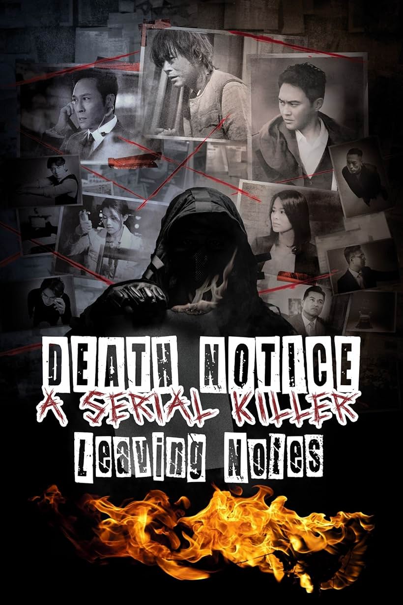 Julian Cheung, Philip Keung, Louis Koo, Ray Lui, Francis Ng, Myolie Wu, Chrissie Chau, Justin Cheung, and Babyjohn Choi in Death Notice: A Serial Killer Leaving Notes (2023)