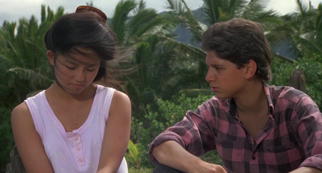 Tamlyn Tomita and Ralph Macchio in The Karate Kid Part II (1986)