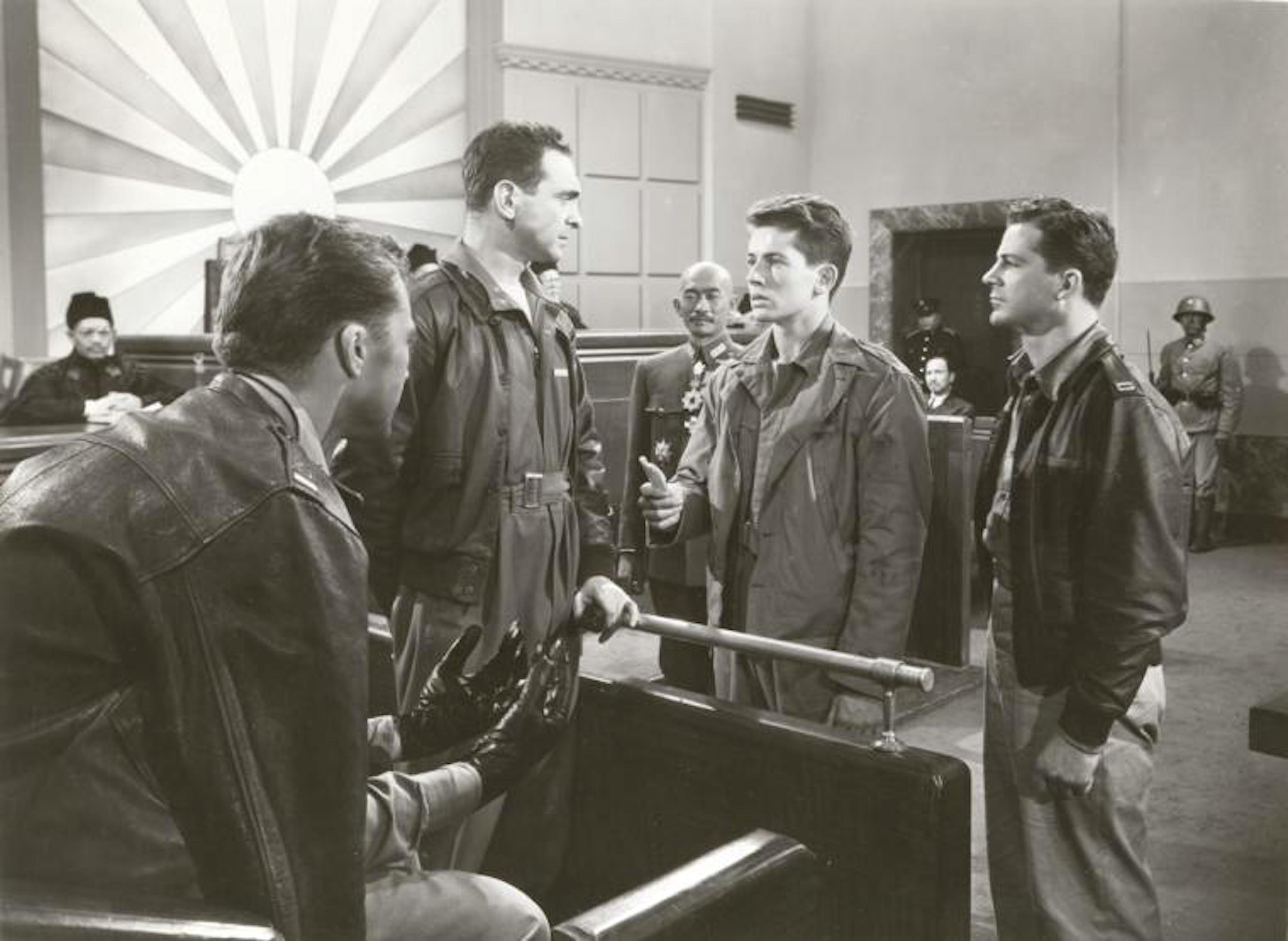 Dana Andrews, Farley Granger, and Sam Levene in The Purple Heart (1944)