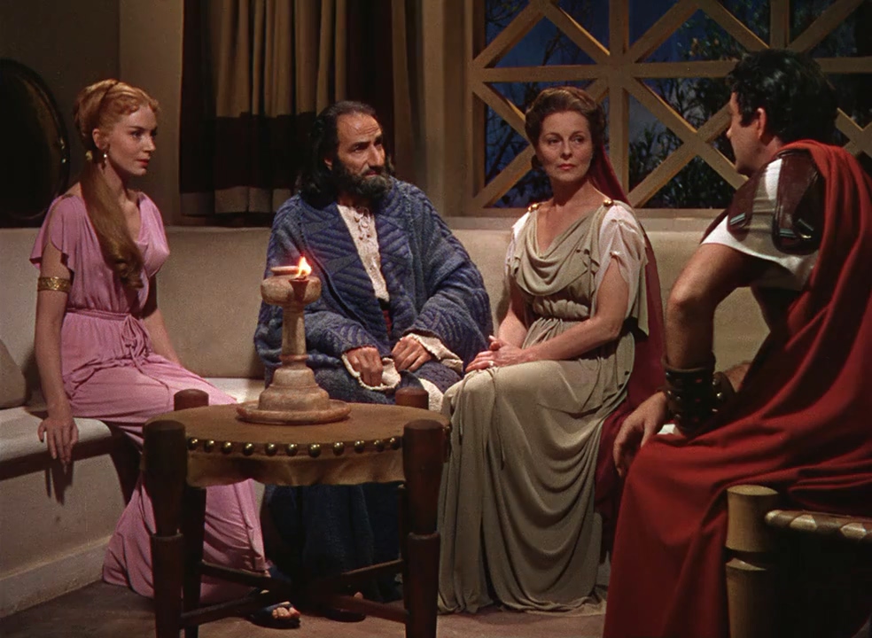 Deborah Kerr, Robert Taylor, Abraham Sofaer, and Nora Swinburne in Quo Vadis (1951)