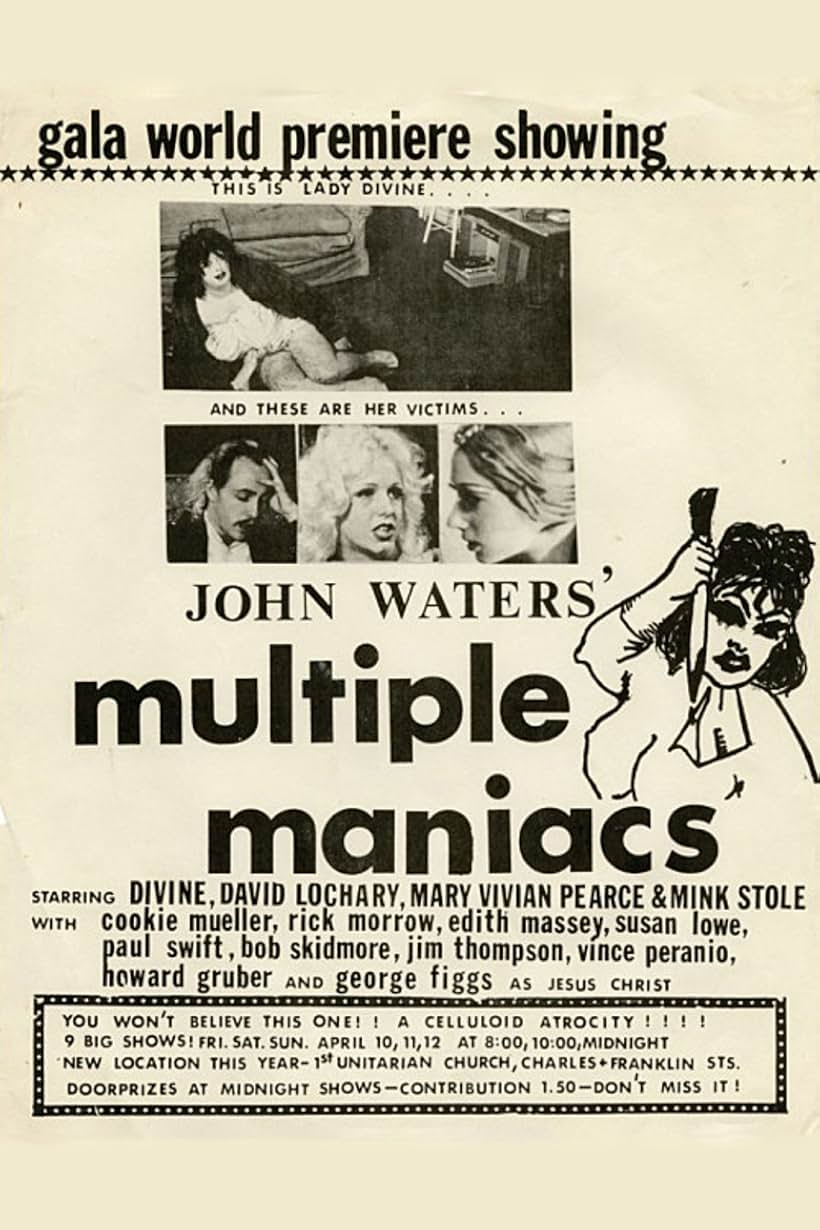 Divine, David Lochary, Cookie Mueller, and Mink Stole in Multiple Maniacs (1970)