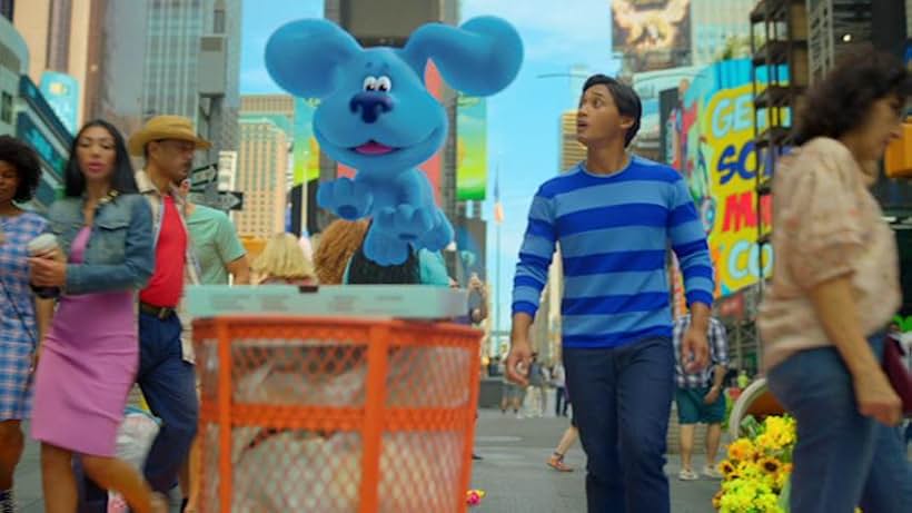 Traci Paige Johnson and Joshua Dela Cruz in Blue's Big City Adventure (2022)