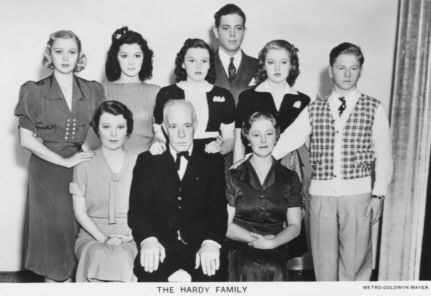 Judy Garland, Mickey Rooney, Lana Turner, Betty Ross Clarke, Fay Holden, Cecilia Parker, Gene Reynolds, Ann Rutherford, and Lewis Stone in Love Finds Andy Hardy (1938)