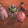 Tim Allen, Annie Potts, John Ratzenberger, Wallace Shawn, Jim Varney, and Don Rickles in Toy Story 2 (1999)