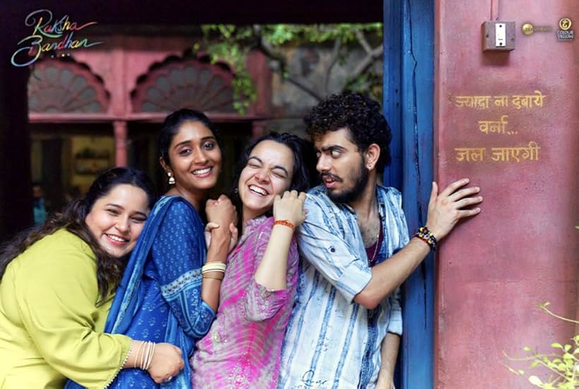 Sahil Mehta, Smrithi Srikanth, Sahejmeen Kaur, and Deepika Khanna in Raksha Bandhan (2022)