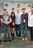 Press photo of Adam Flores, Ed Ricker, Ari Kirschenbaum, Charlene Amoia, J. Richey Nash, Carter, Frank Saverino, and Vladimir Kulich after Live Evil's screening at Stan Lee's Comikaze Expo. 