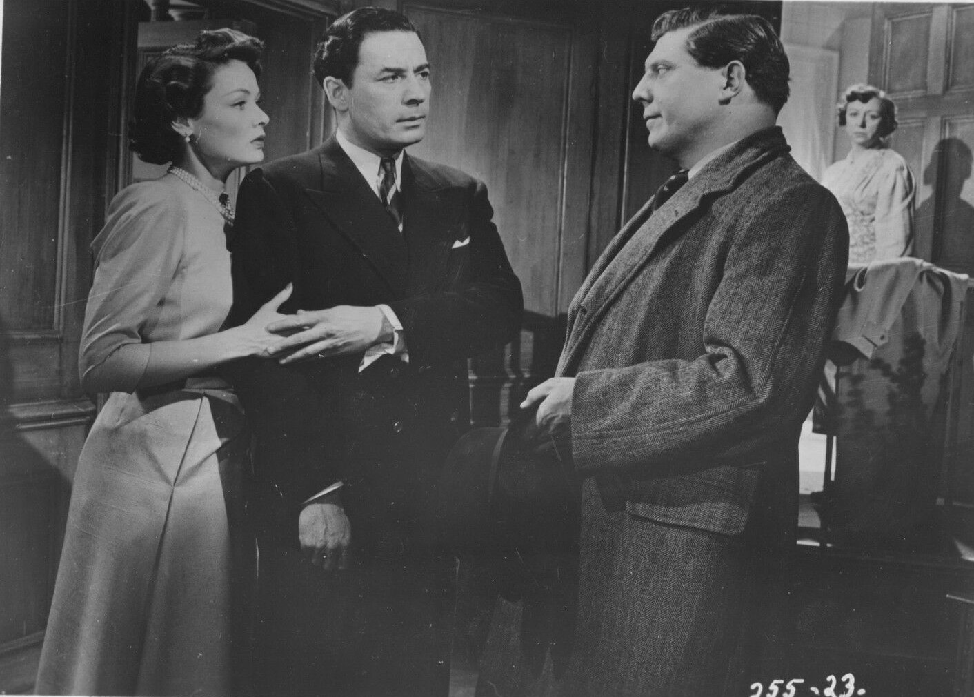 Gene Tierney, Michael Brennan, Leo Genn, and Thora Hird in Personal Affair (1953)