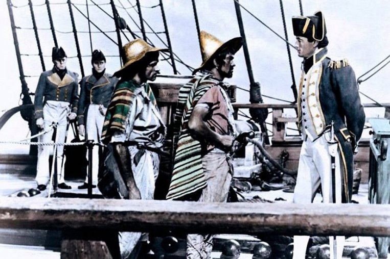 Gregory Peck and Alan Tilvern in Captain Horatio Hornblower (1951)