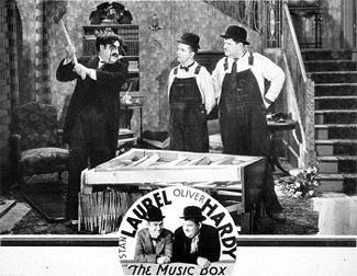 Oliver Hardy, Billy Gilbert, and Stan Laurel in The Music Box (1932)