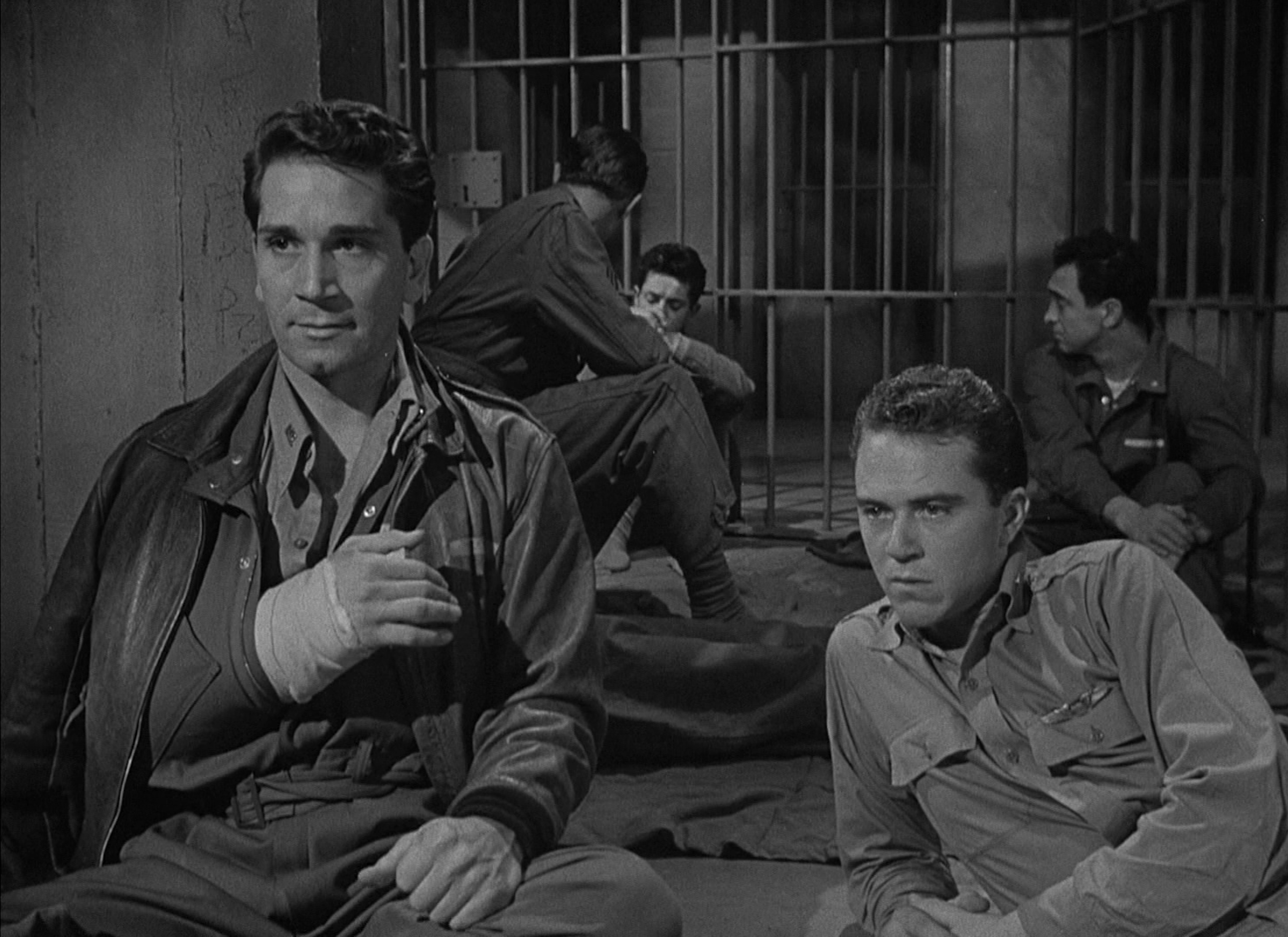 Dana Andrews, Richard Conte, and Sam Levene in The Purple Heart (1944)