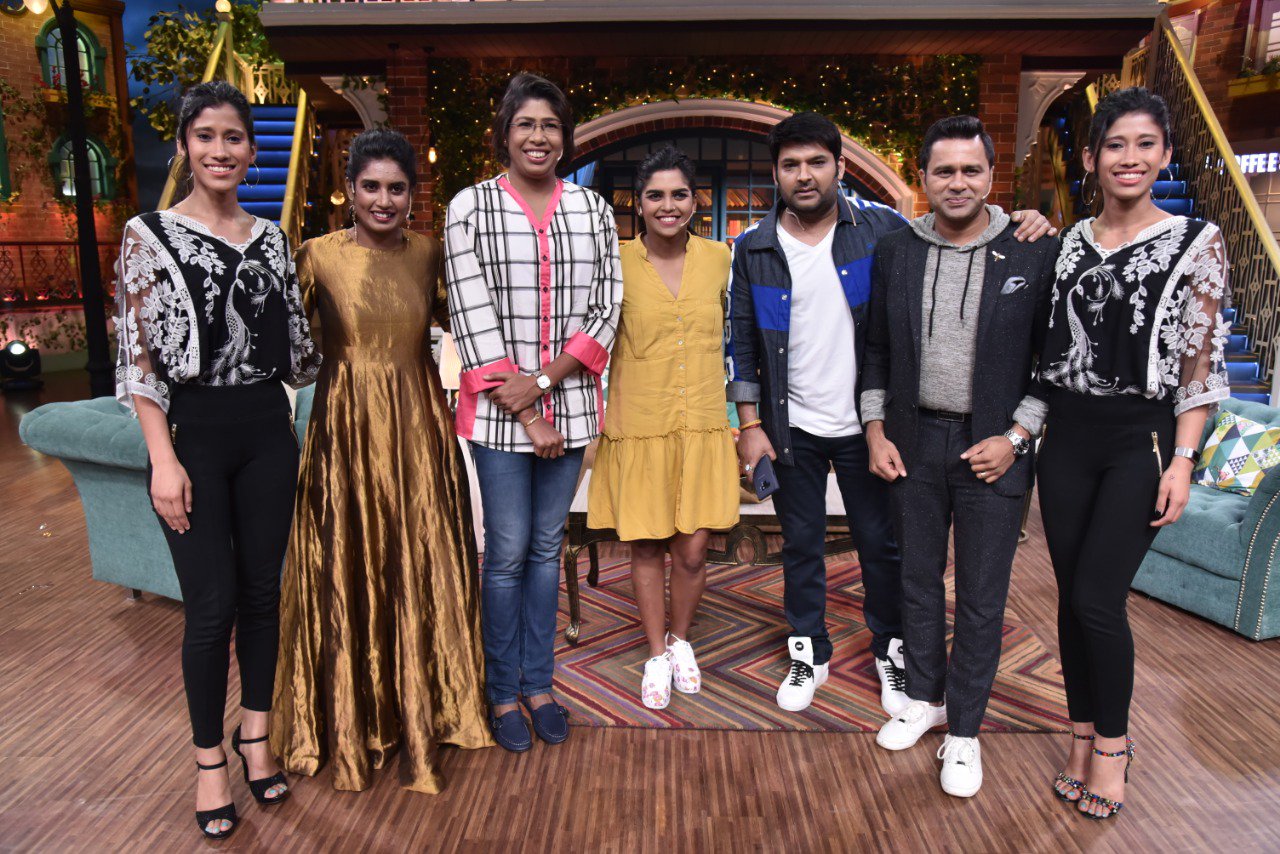 Mithali Raj, Jhulan Goswami, Veda Krishnamurthy, Tashi Malik, Nungshi Malik, Aakash Chopra, and Kapil Sharma in The Proud Women Cricketers of India (2019)