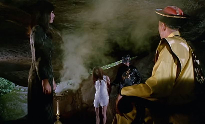 Christopher Lee, Tsai Chin, and Frances Khan in The Blood of Fu Manchu (1968)