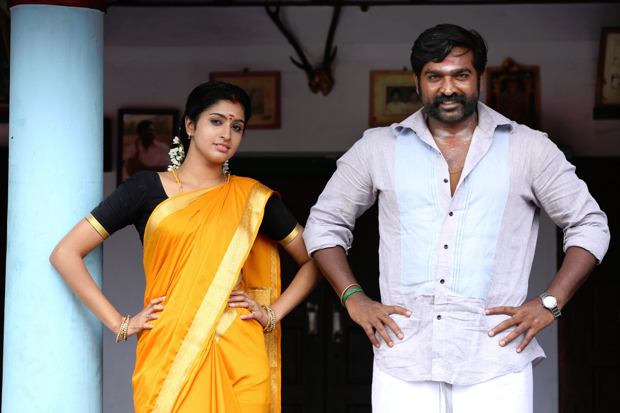 Vijay Sethupathi and Tanya S Ravichandran in Karuppan (2017)