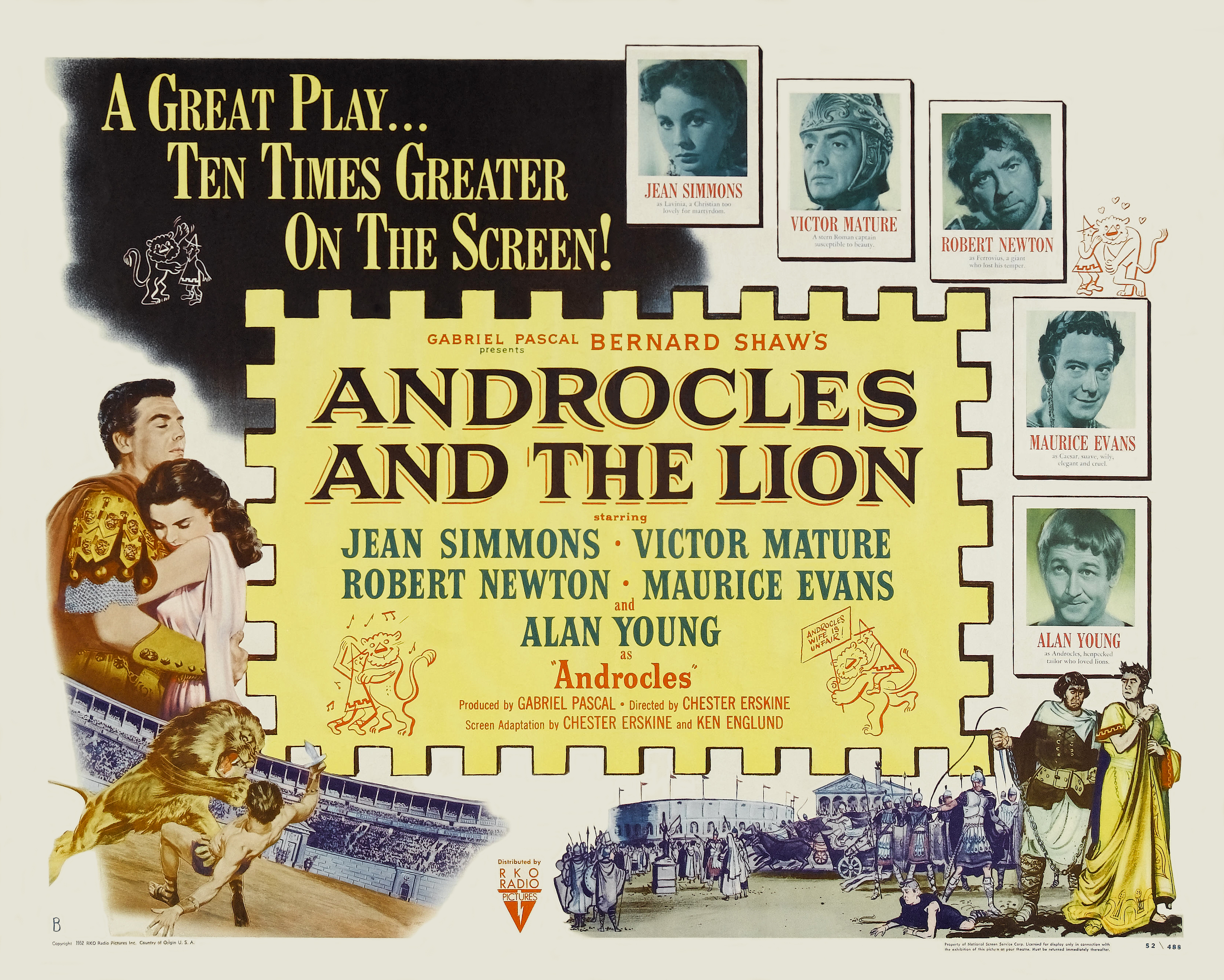 Victor Mature, Jean Simmons, Maurice Evans, Robert Newton, and Alan Young in Androcles and the Lion (1952)