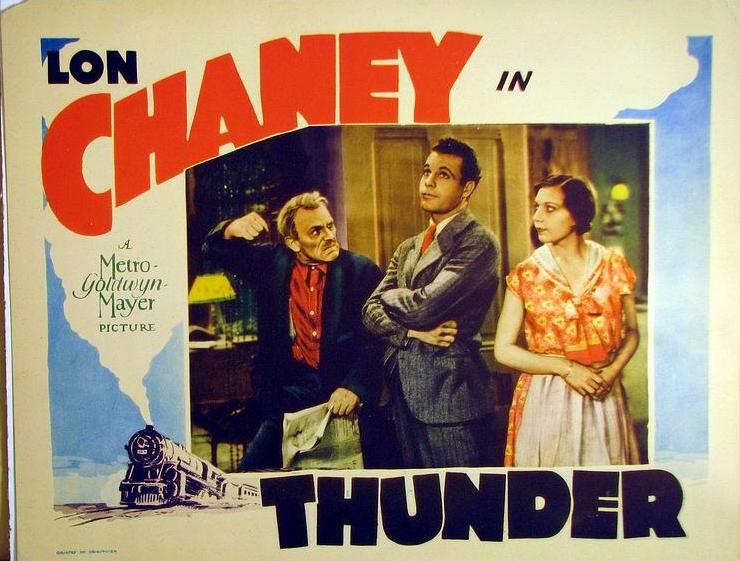 Lon Chaney, Frances Morris, and James Murray in Thunder (1929)