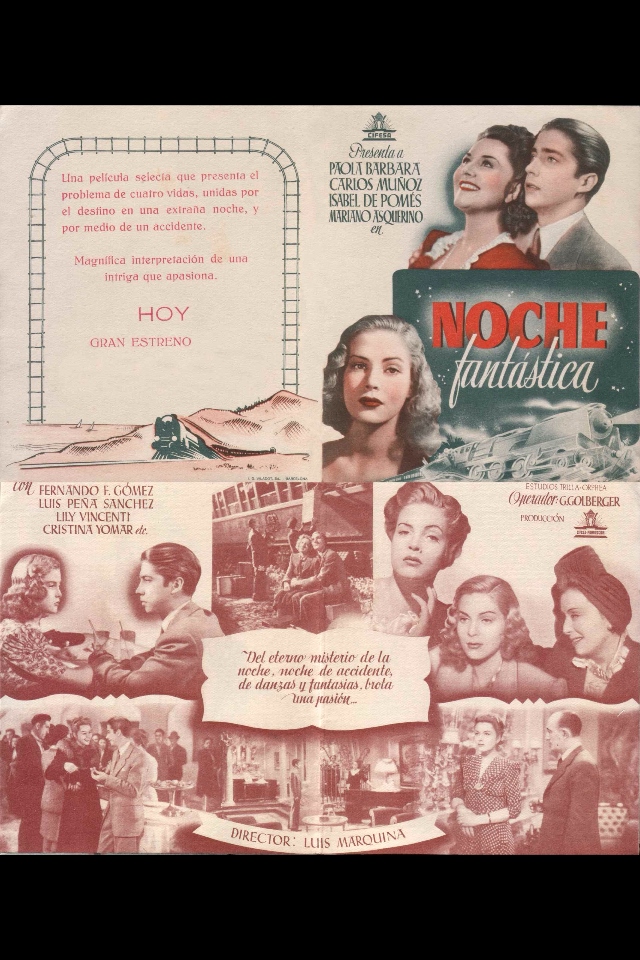 Mariano Asquerino, Paola Barbara, Fernando Fernán Gómez, Carlos Muñoz, Julia Pachelo, Isabel de Pomés, and Cristina Yomar in Noche fantástica (1943)