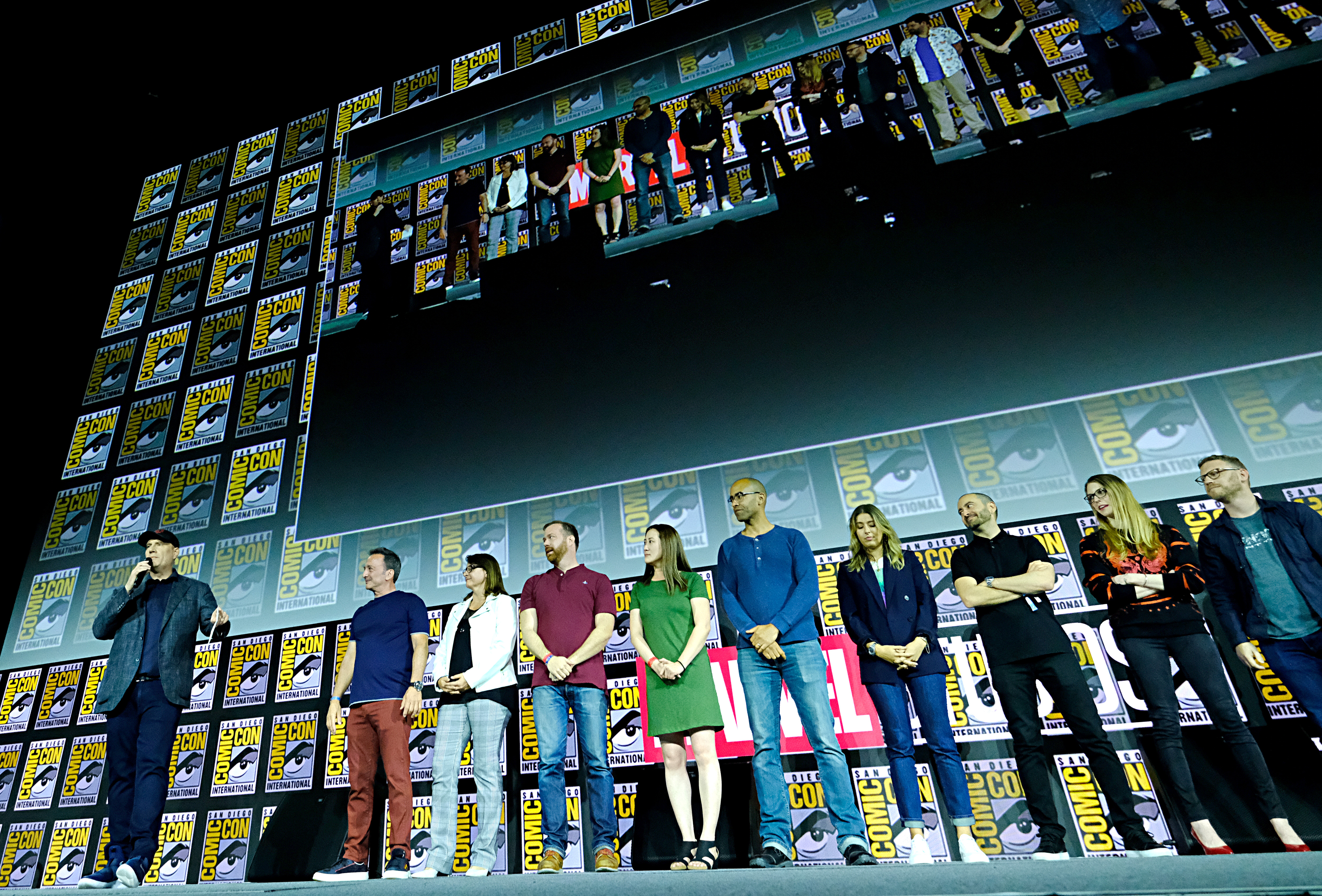 Victoria Alonso, Stephen Broussard, Louis D'Esposito, Kevin Feige, Brad Winderbaum, Trinh Tran, Jonathan Schwartz, Nate Moore, and Mary Livanos