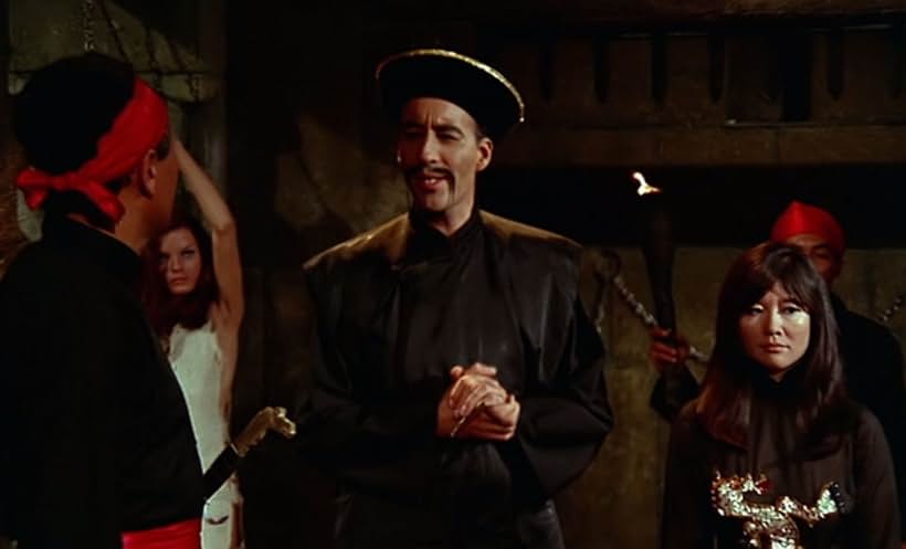 Christopher Lee, Tsai Chin, and Frances Khan in The Blood of Fu Manchu (1968)