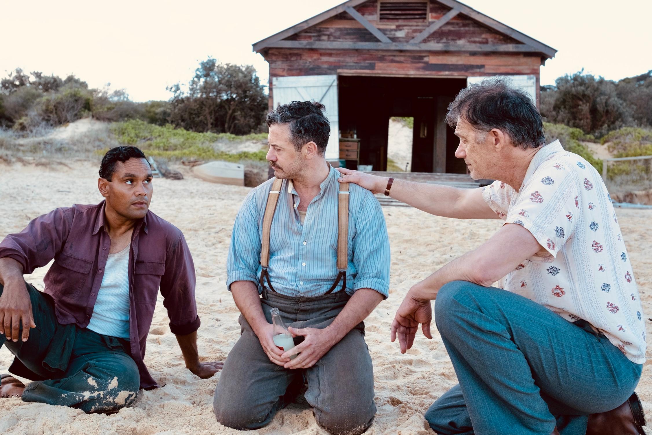 Berynn Schwerdt, Warren Brown, and Rob Collins in Ten Pound Poms (2023)