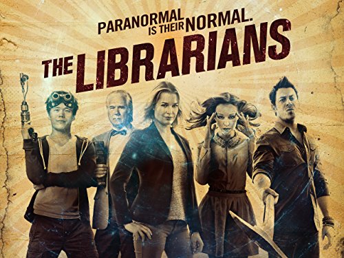 Rebecca Romijn, Lindy Booth, Christian Kane, John Larroquette, and John Kim in The Librarians (2014)