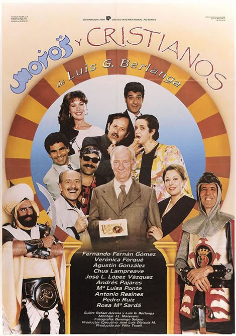 Rosa Maria Sardà, José Luis López Vázquez, Fernando Fernán Gómez, Verónica Forqué, Agustín González, Chus Lampreave, Andrés Pajares, Antonio Resines, and Pedro Ruiz in Moros y cristianos (1987)