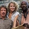 Melody Anderson, Louis Gossett Jr., and Chuck Norris in Firewalker (1986)