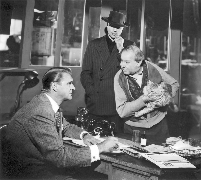 Hal Baylor, Percy Helton, and Sonny Tufts in The Crooked Way (1949)