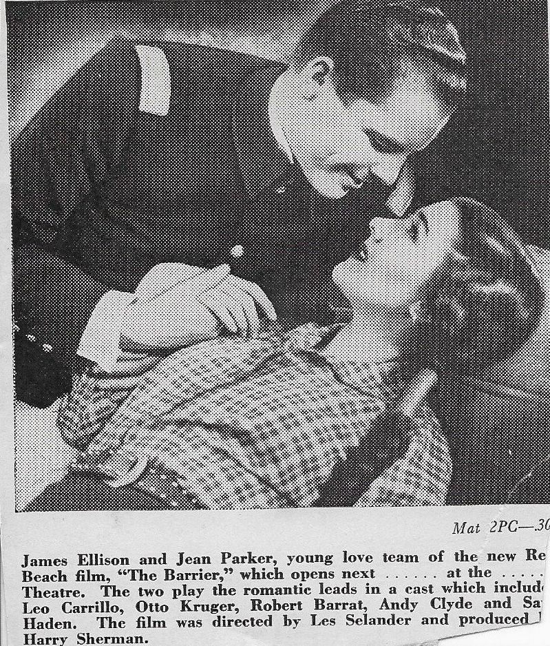 James Ellison and Jean Parker in The Barrier (1937)