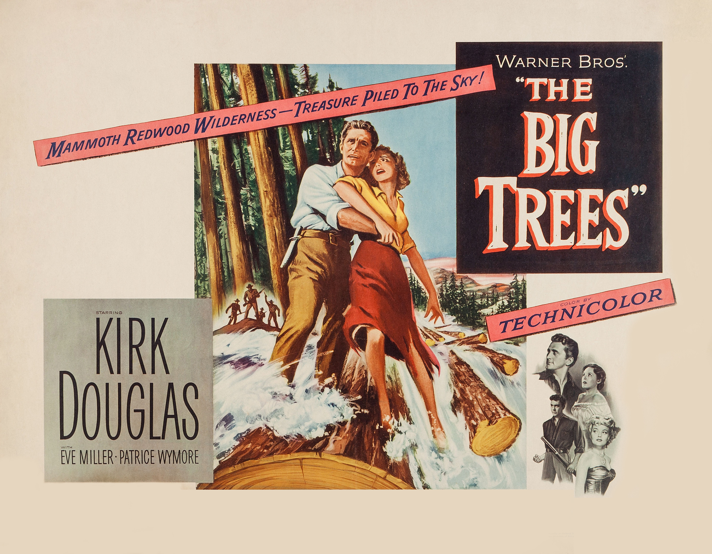 Kirk Douglas, Eve Miller, and Patrice Wymore in The Big Trees (1952)