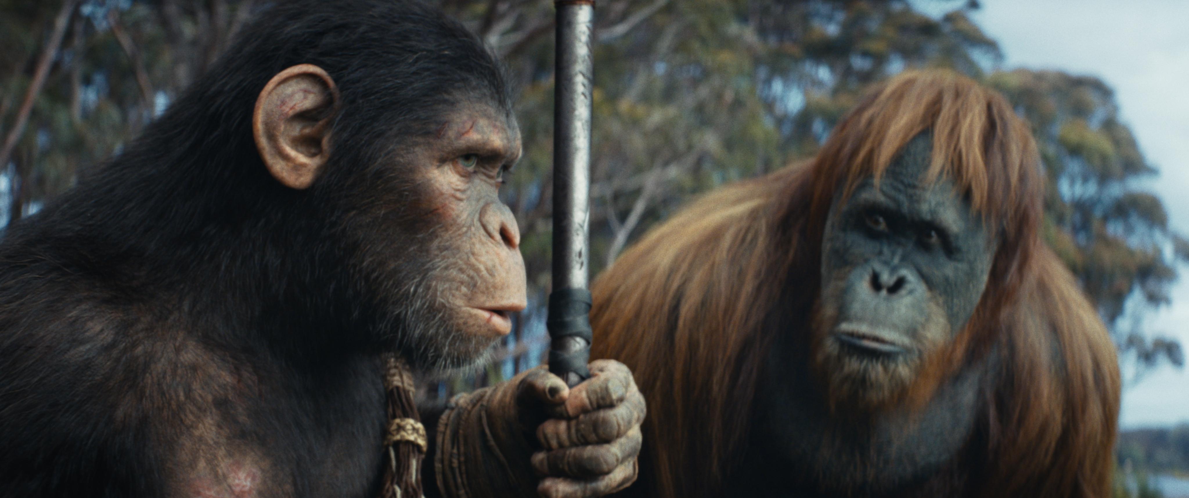 Peter Macon and Owen Teague in Kingdom of the Planet of the Apes (2024)