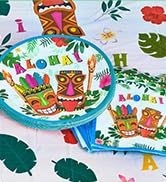 WERNNSAI Hawaiian Aloha Dinner Dessert Plates and Napkins - Luau Tropical Tiki Summer Pool Party